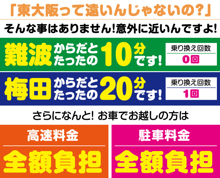 東大阪って遠いんじゃないの？そんな事はありません！意外に近いんですよ！